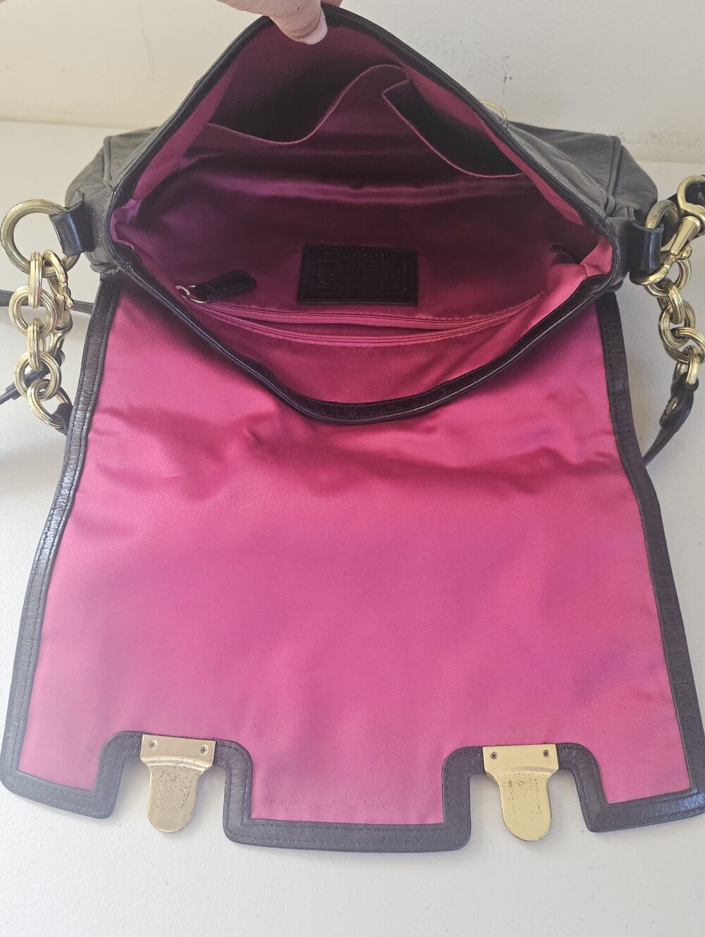 Vintage Coach Poppy Leather Pushlock Flap Bag #17925 Black Convertible Crossbody - Picture 8 of 16